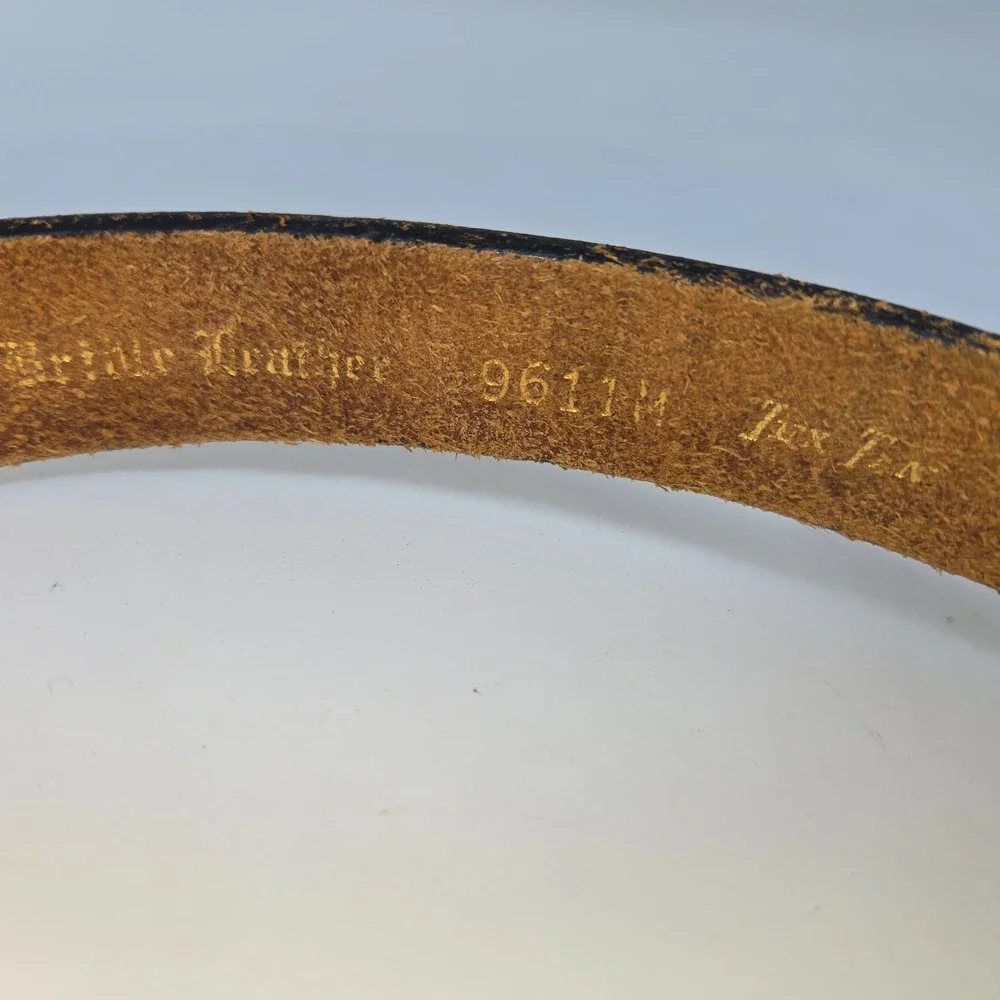 Vintage Lee Jeans Leather Boy's Belt Pair Black Brown 28 Inch Slide Buckle